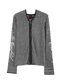 noEmosen | Irregular Retro Striped Cutout Hooded Sweatshirt