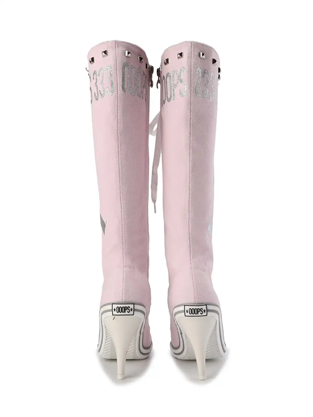 Ooops333 | Gun-Print Studded High-Heeled Boots
