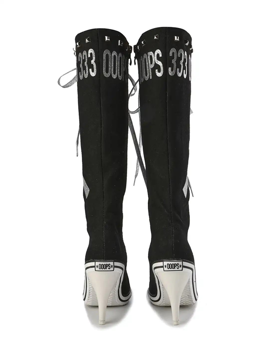 Ooops333 | Gun-Print Studded High-Heeled Boots