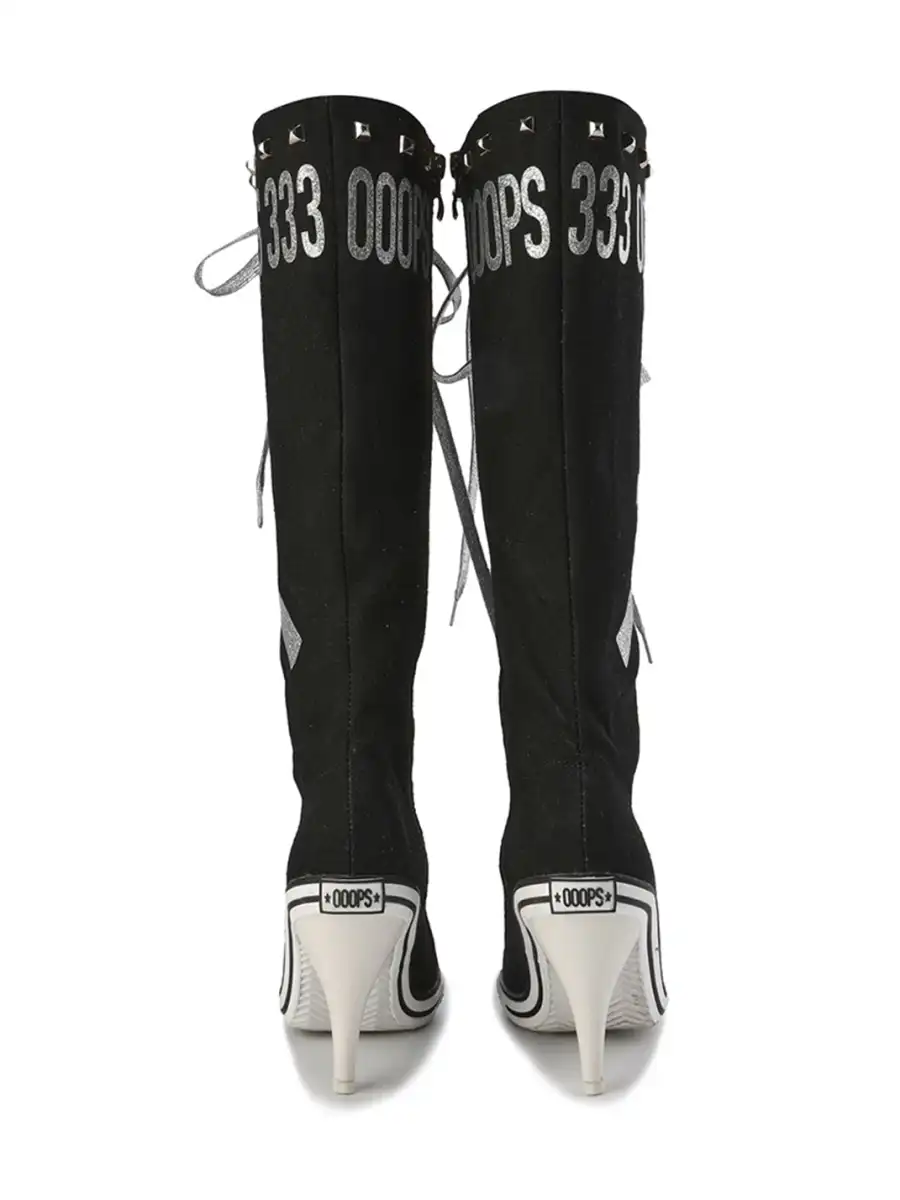 Ooops333 | Gun-Print Studded High-Heeled Boots - 2