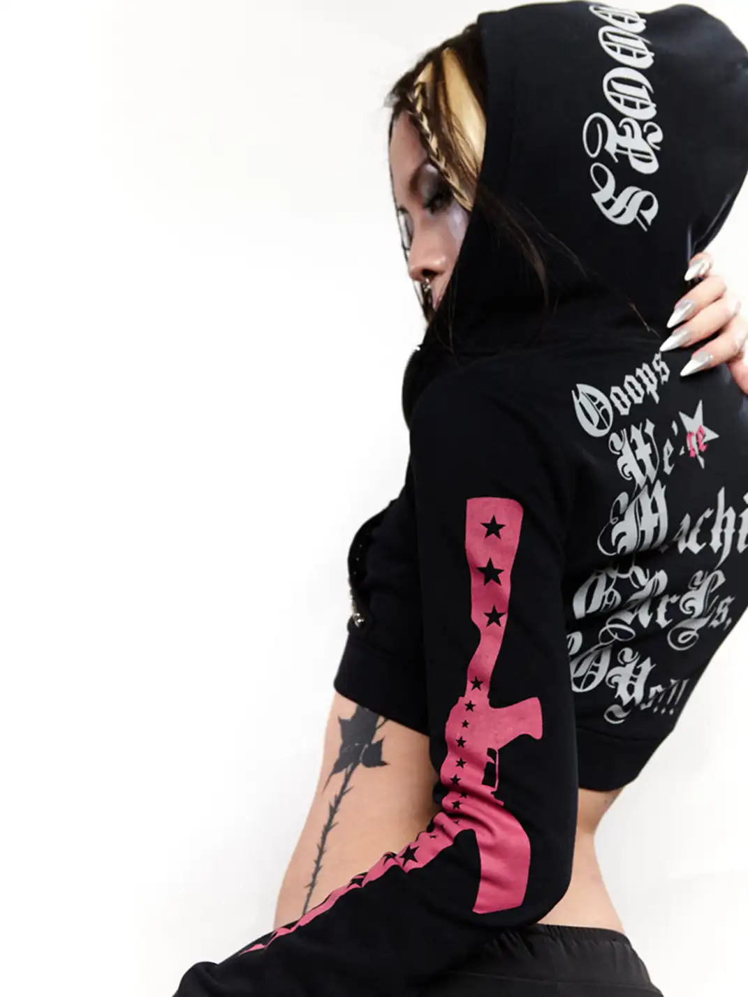 Ooops333 | Finger Tiger Rhinestone Jacket And Shorts Set