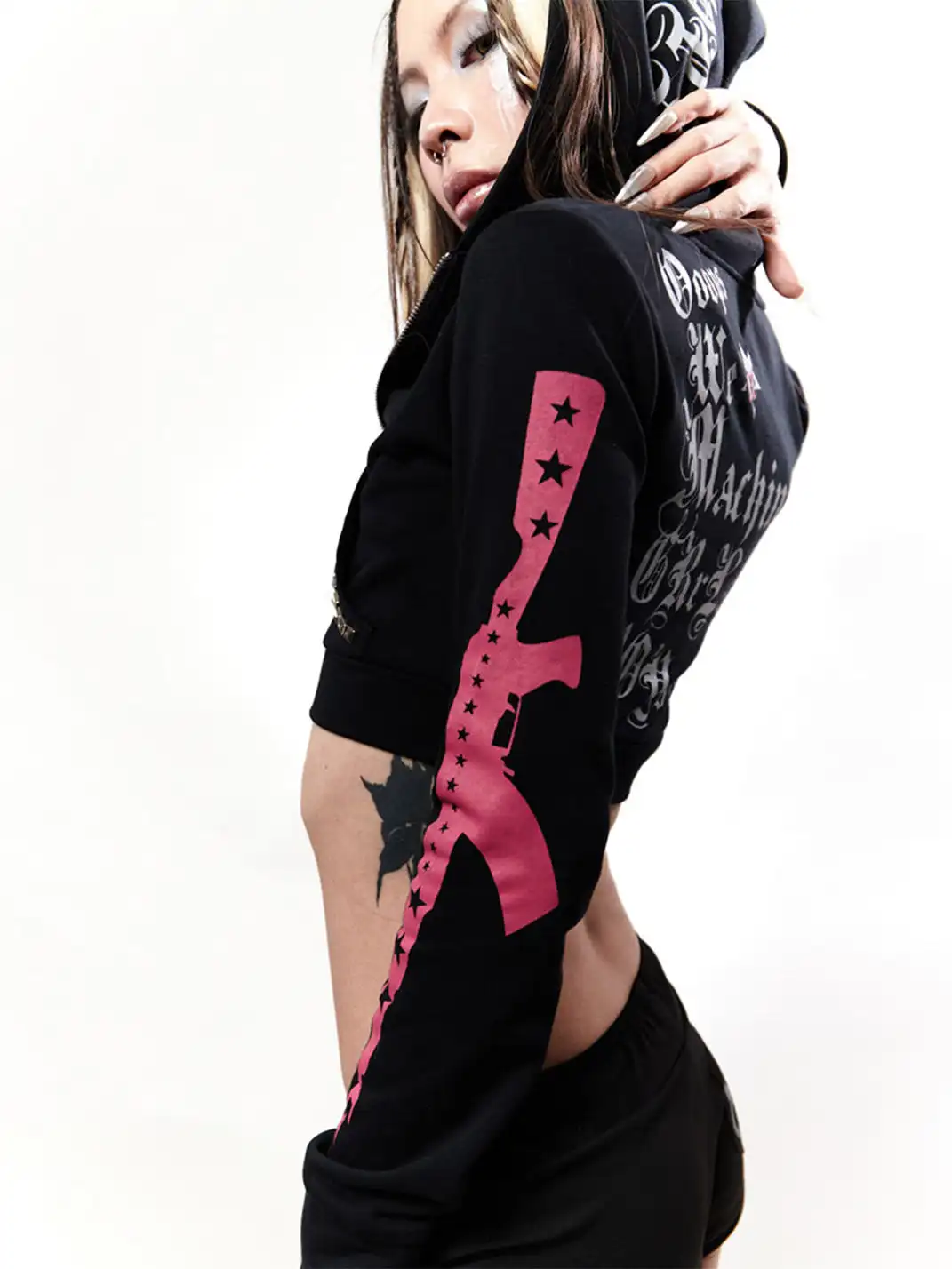 Ooops333 | Finger Tiger Rhinestone Jacket And Shorts Set
