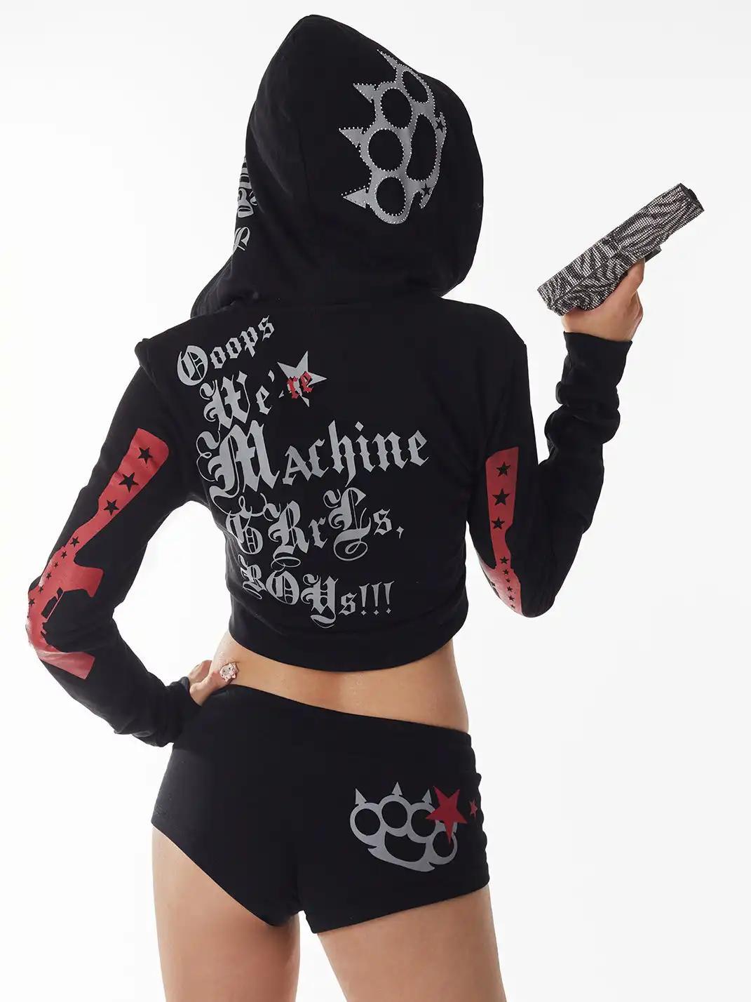 Ooops333 | Finger Tiger Rhinestone Jacket And Shorts Set