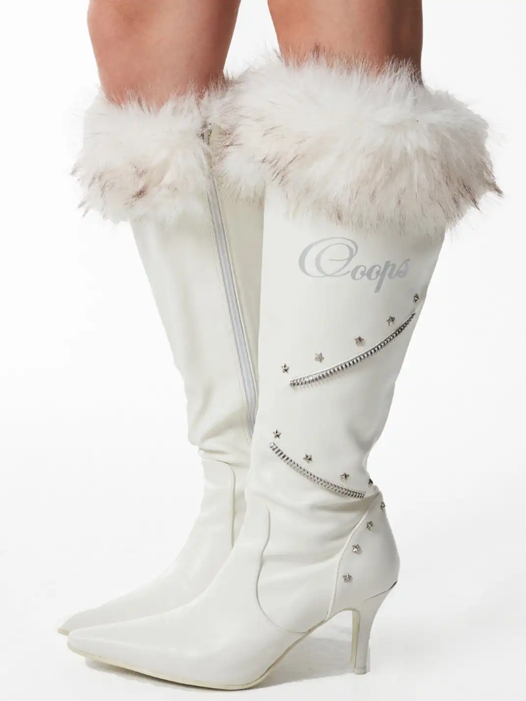 Ooops333 | Plush Pointed-Toe High-Heeled Boots