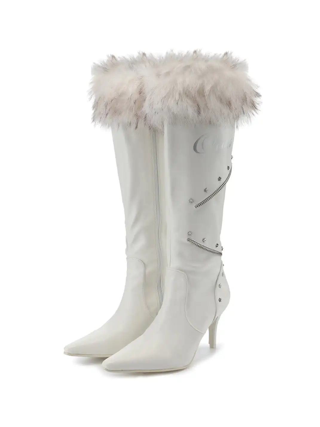 Ooops333 | Plush Pointed-Toe High-Heeled Boots