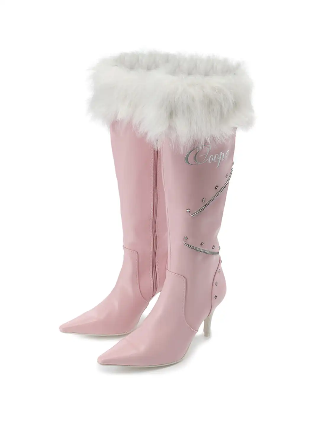 Ooops333 | Plush Pointed-Toe High-Heeled Boots