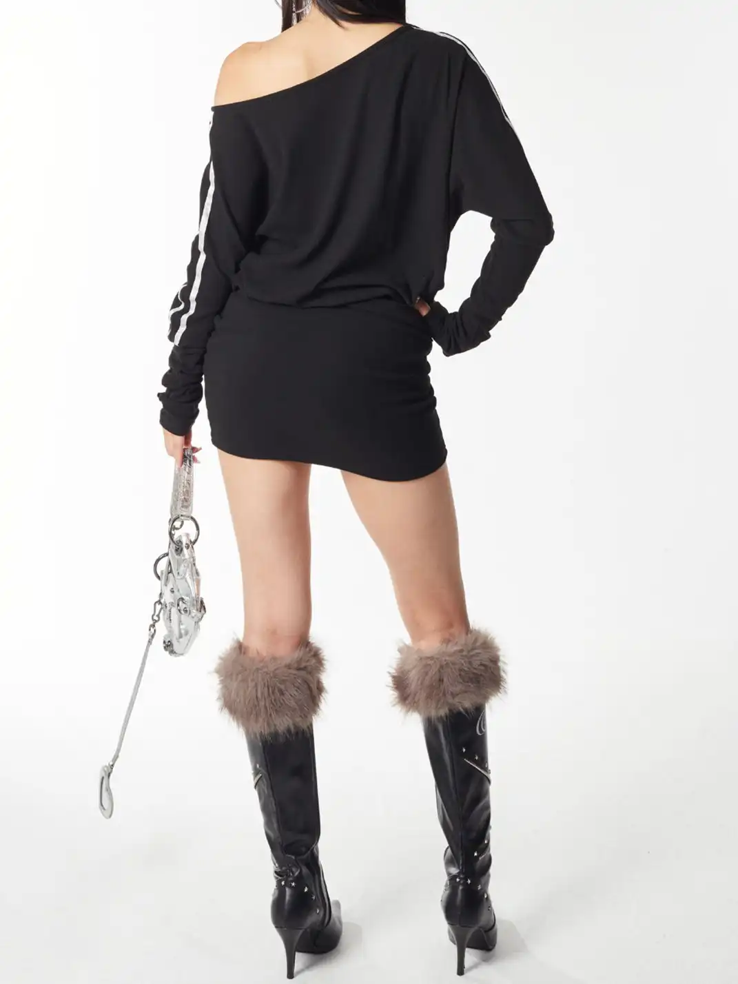 Ooops333 | Plush Pointed-Toe High-Heeled Boots