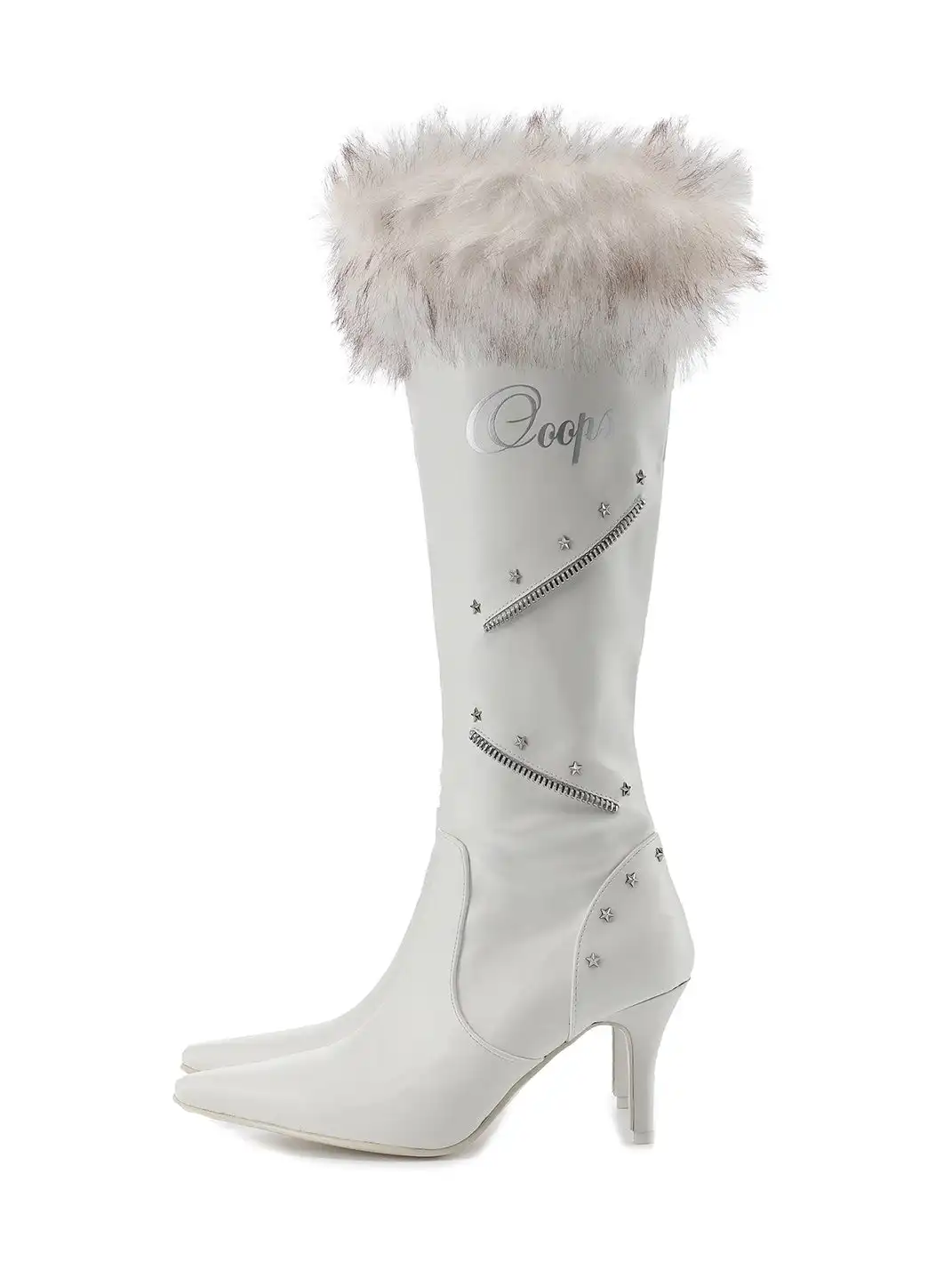Ooops333 | Plush Pointed-Toe High-Heeled Boots