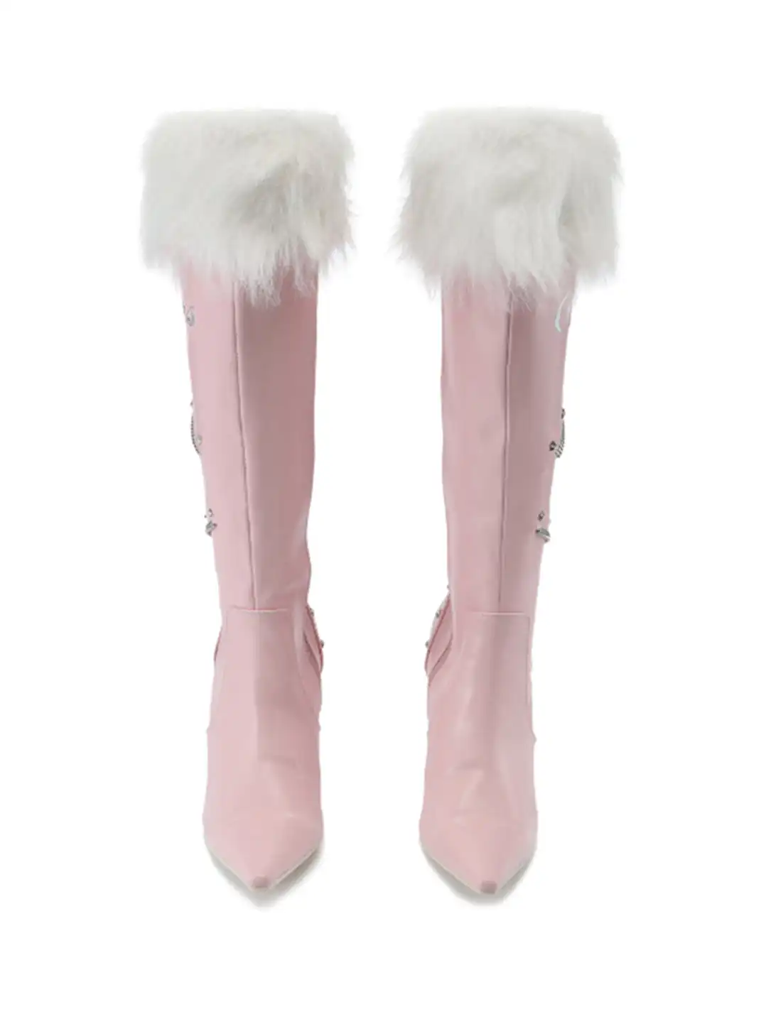 Ooops333 | Plush Pointed-Toe High-Heeled Boots