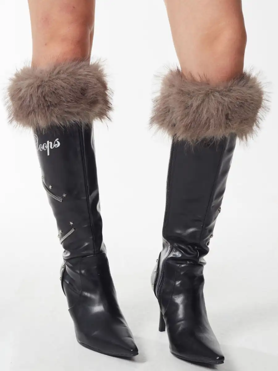 Ooops333 | Plush Pointed-Toe High-Heeled Boots - 2