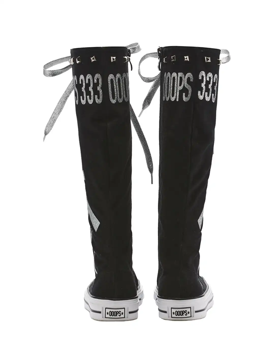 Ooops333 | Heavy-Duty Studded Printed Canvas Flat Boots