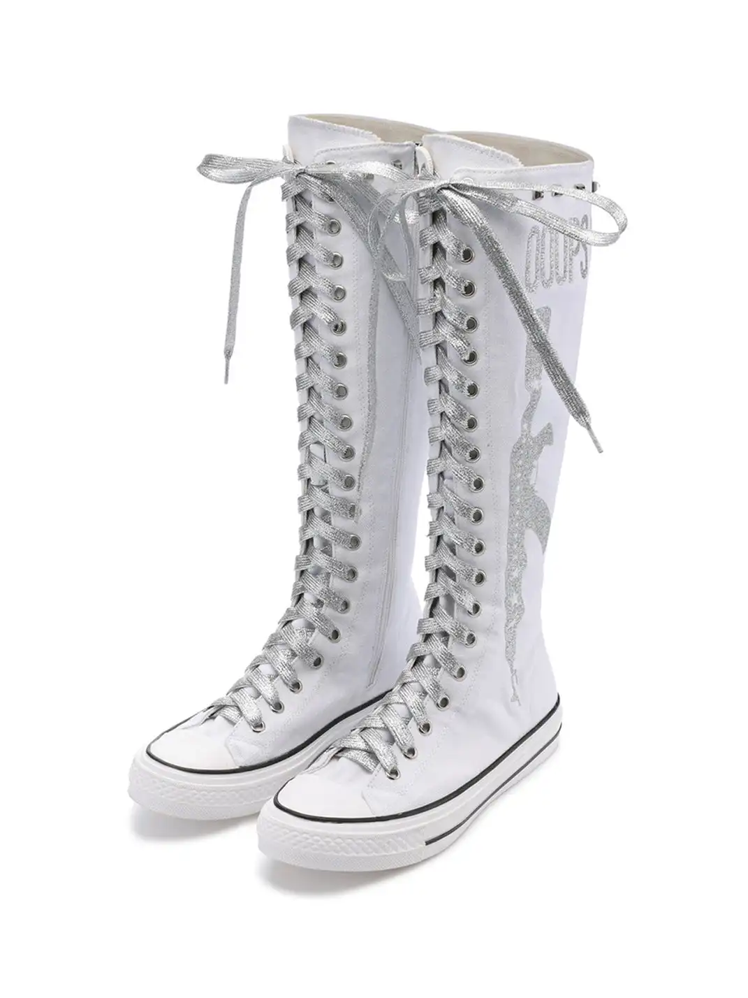 Ooops333 | Heavy-Duty Studded Printed Canvas Flat Boots