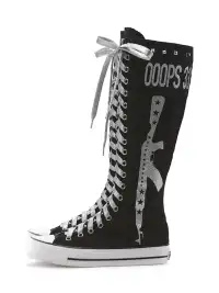 Ooops333 | Heavy-Duty Studded Printed Canvas Flat Boots