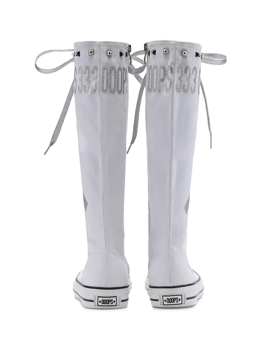Ooops333 | Heavy-Duty Studded Printed Canvas Flat Boots