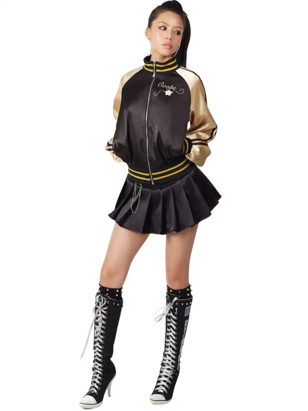 Ooops333 | Long Jacket + Pleated Skirt Set
