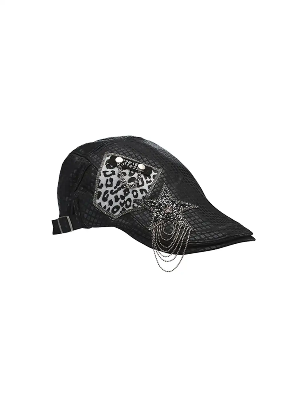 Ooops333 | Sequined Leopard Print Zebra Print Chain Beret