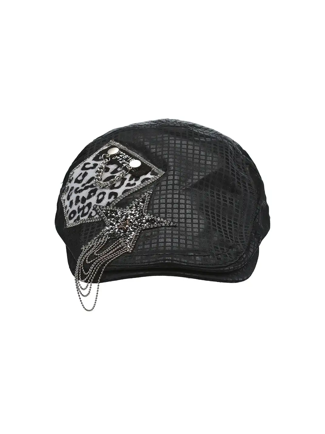 Ooops333 | Sequined Leopard Print Zebra Print Chain Beret