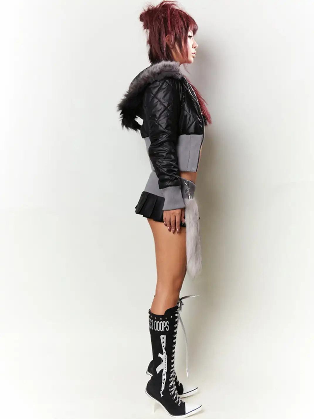Ooops333 | Wolf Ear Jacket and Tail Pleated Skirt Set