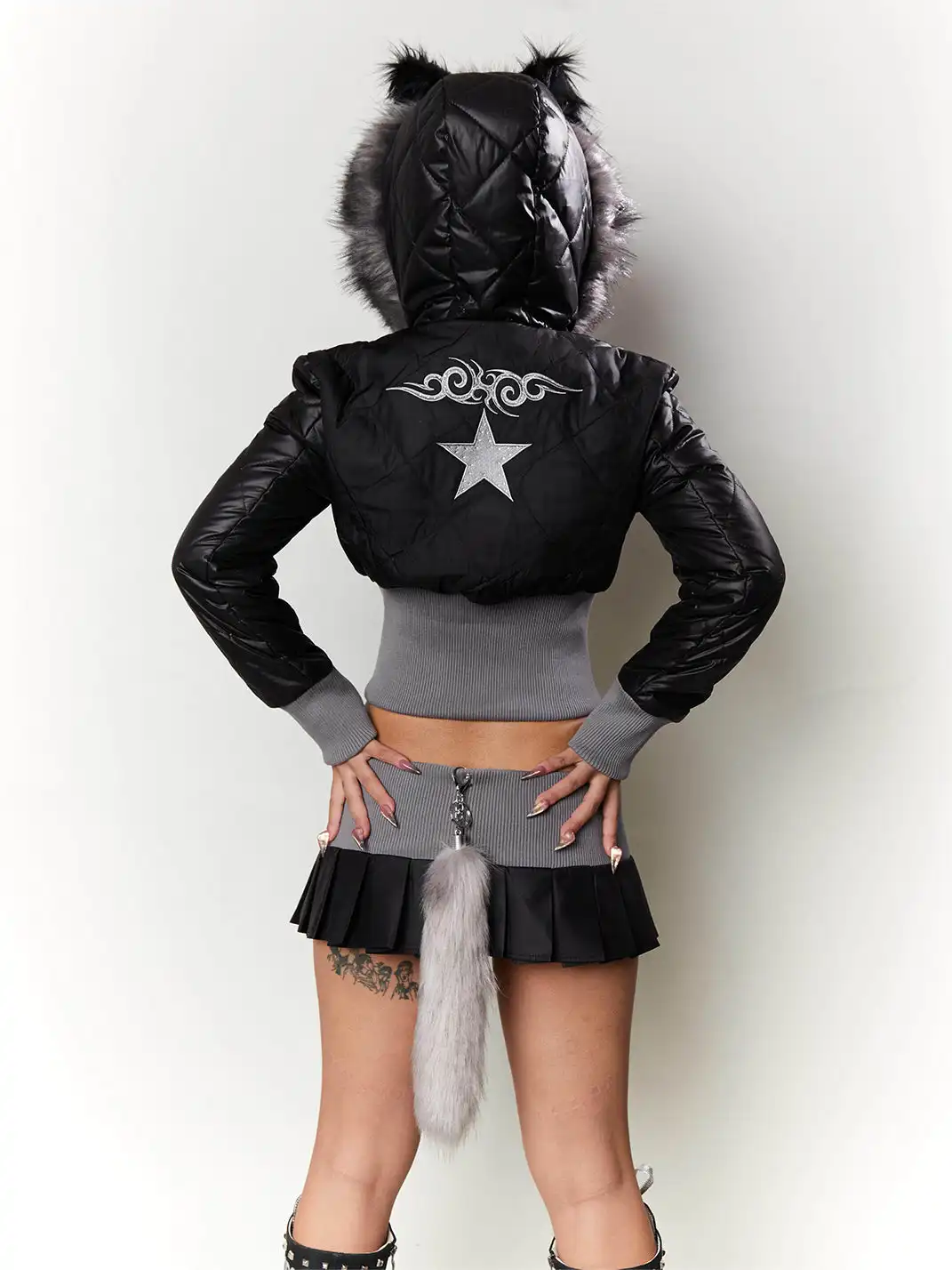 Ooops333 | Wolf Ear Jacket and Tail Pleated Skirt Set
