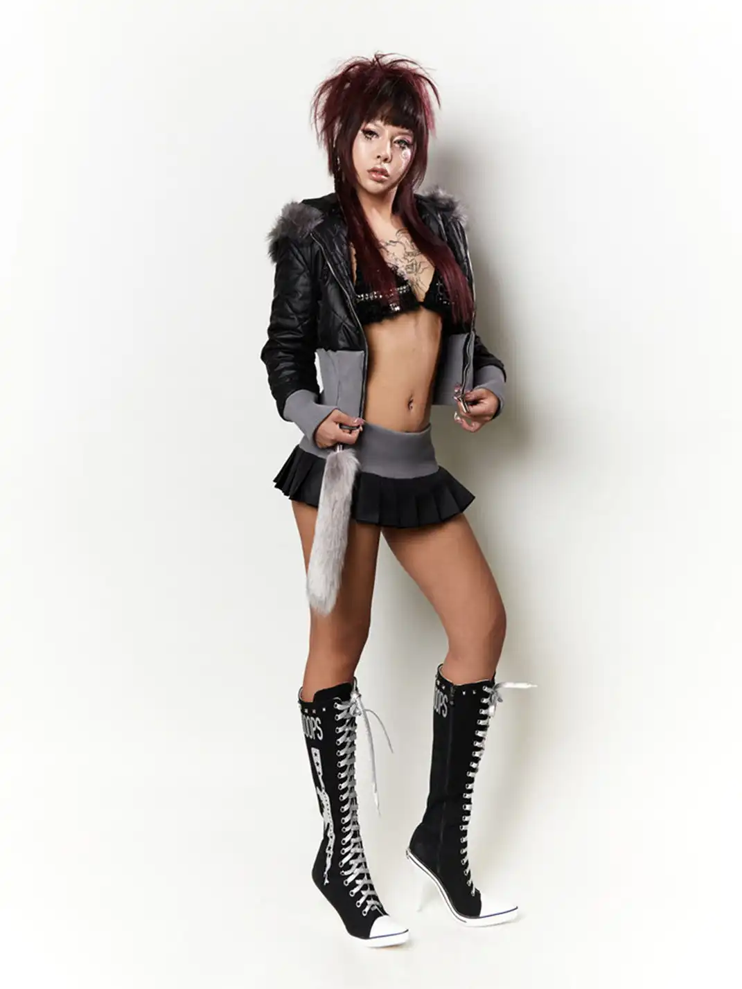 Ooops333 | Wolf Ear Jacket and Tail Pleated Skirt Set