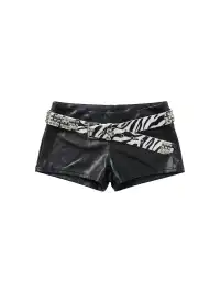 Ooops333 | Zebra Leopard Print Rhinestone Leather Shorts