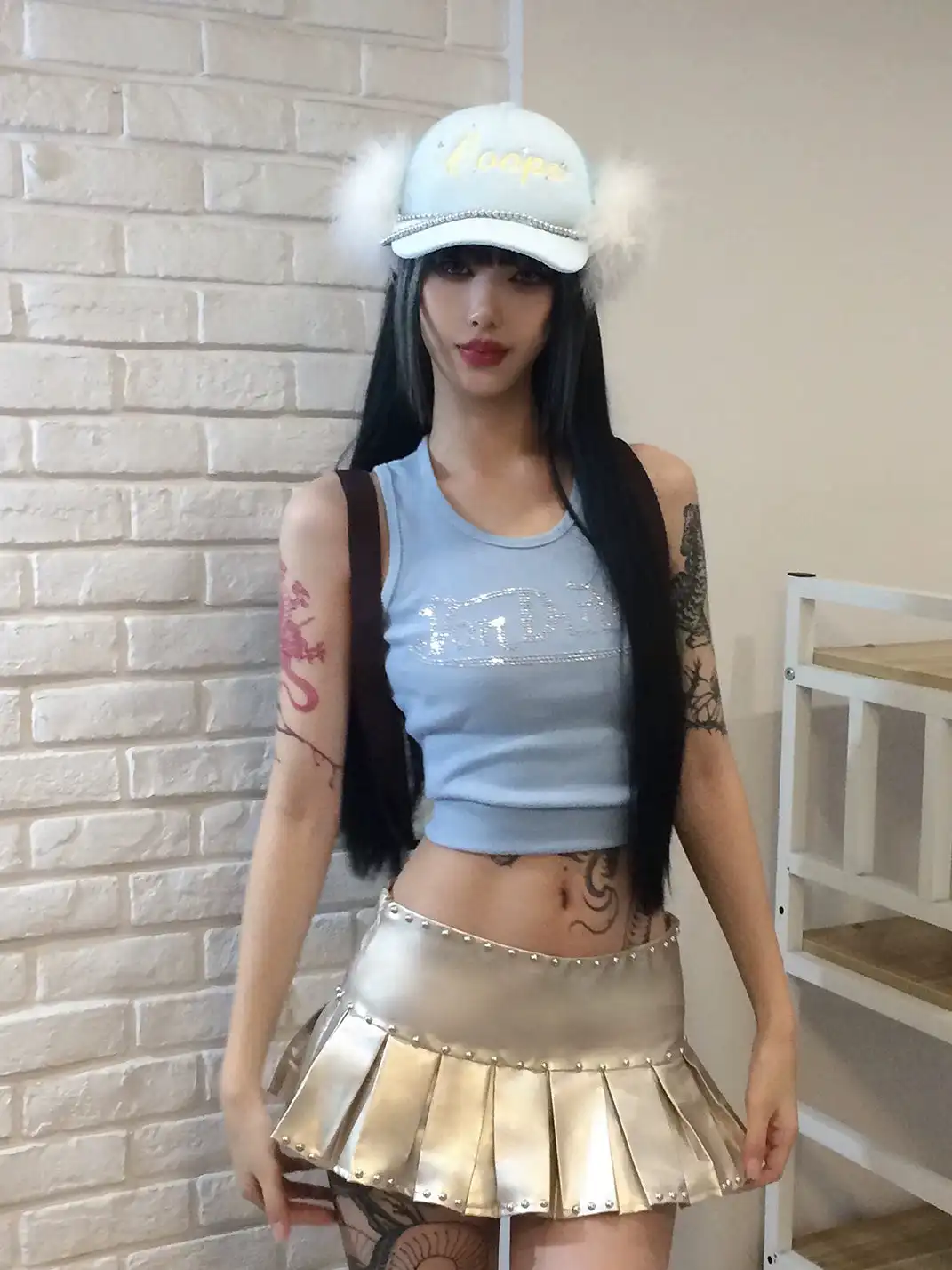 Ooops333 | Rhinestone Embroidery Chain Hat