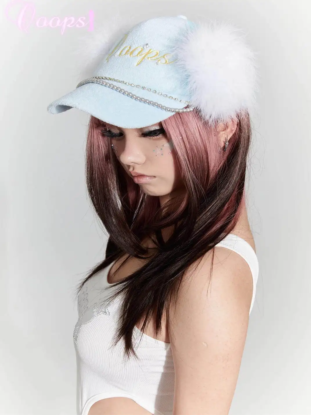 Ooops333 | Rhinestone Embroidery Chain Hat