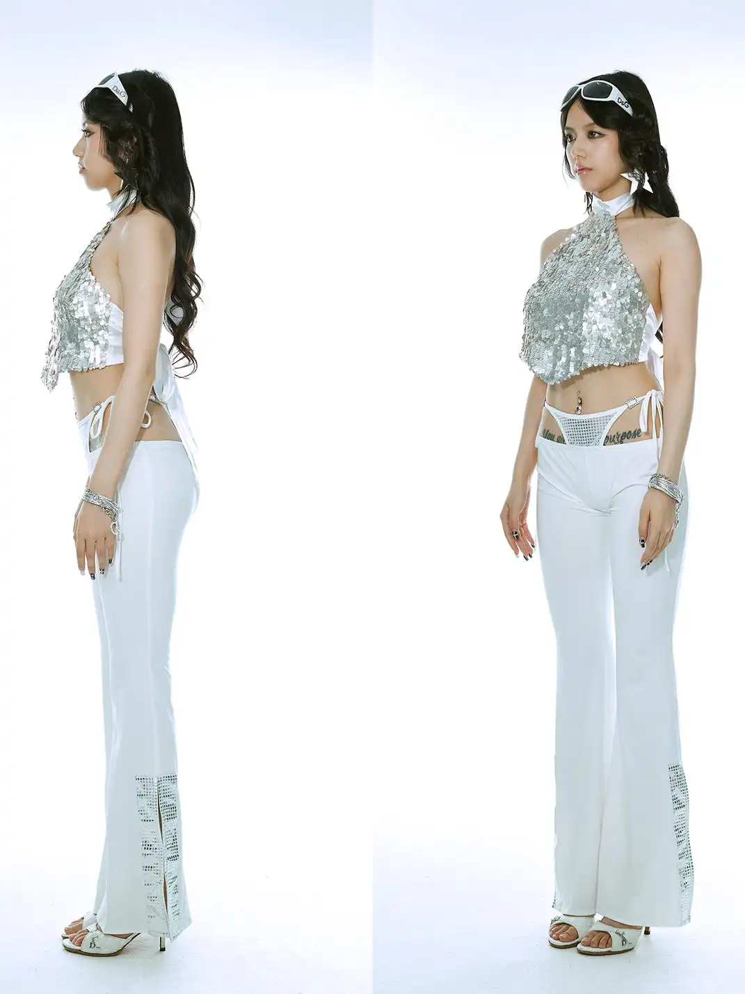 Ooops333 | Low-Rise Flared Pants With Laces