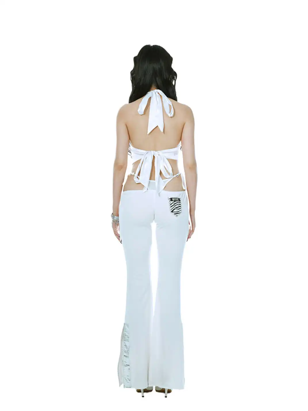 Ooops333 | Low-Rise Flared Pants With Laces