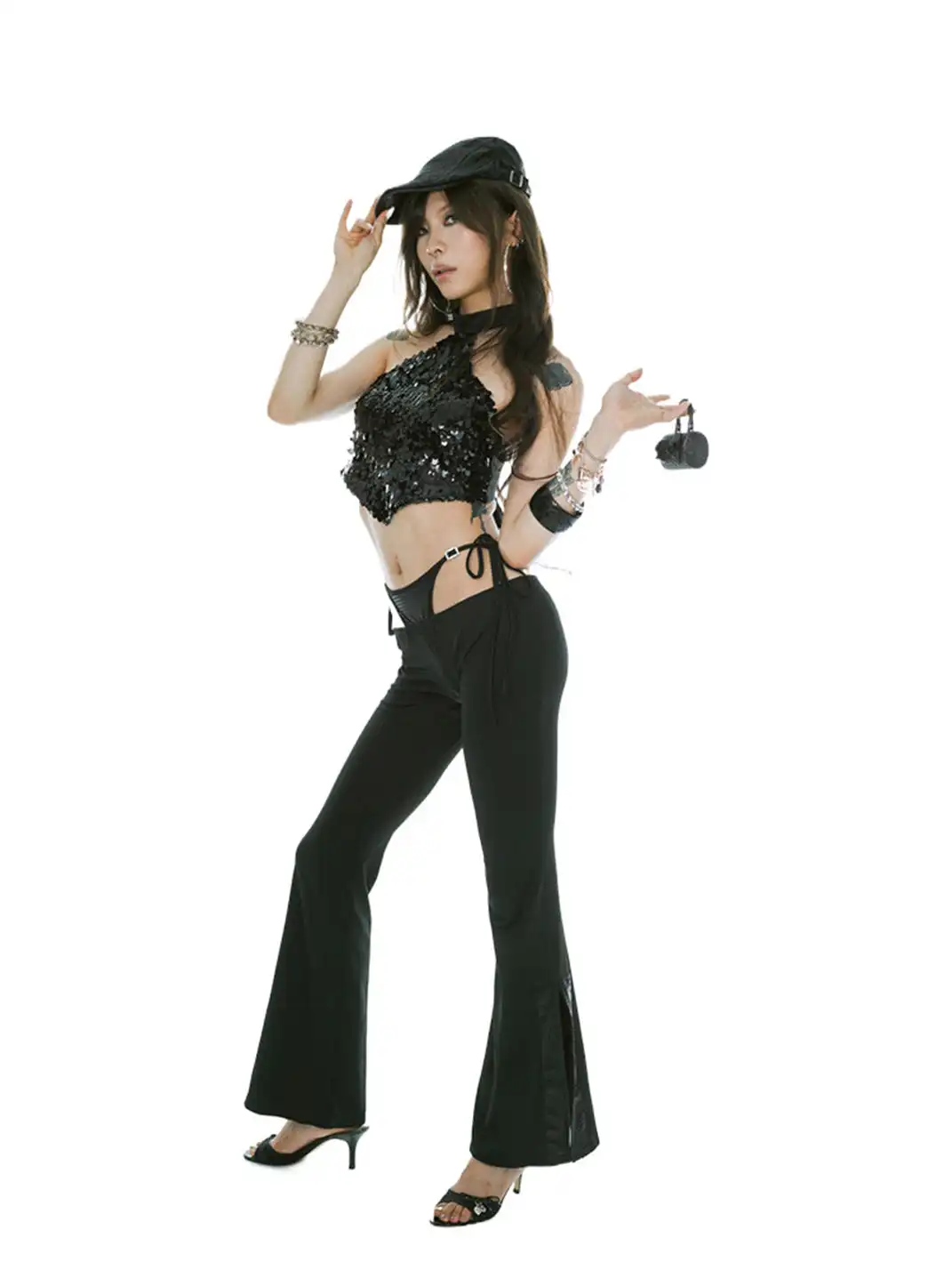 Ooops333 | Low-Rise Flared Pants With Laces