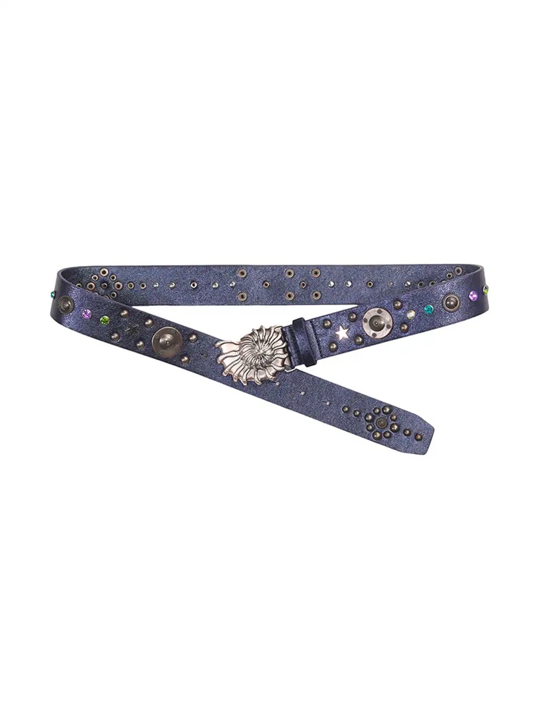 LIMBOWEB | Conch-Shaped Rhinestone Rivet Belt
