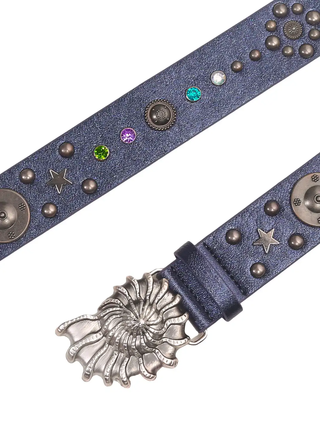 LIMBOWEB | Conch-Shaped Rhinestone Rivet Belt