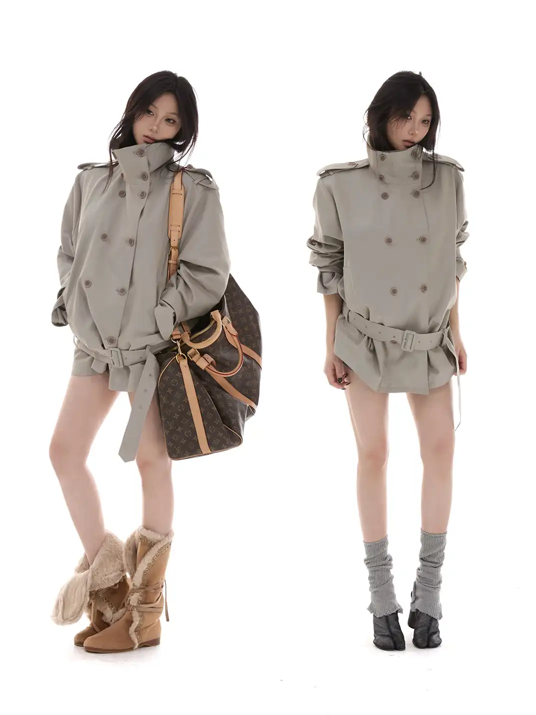 itsdinn | Stand-Up Collar Short Trench Coat