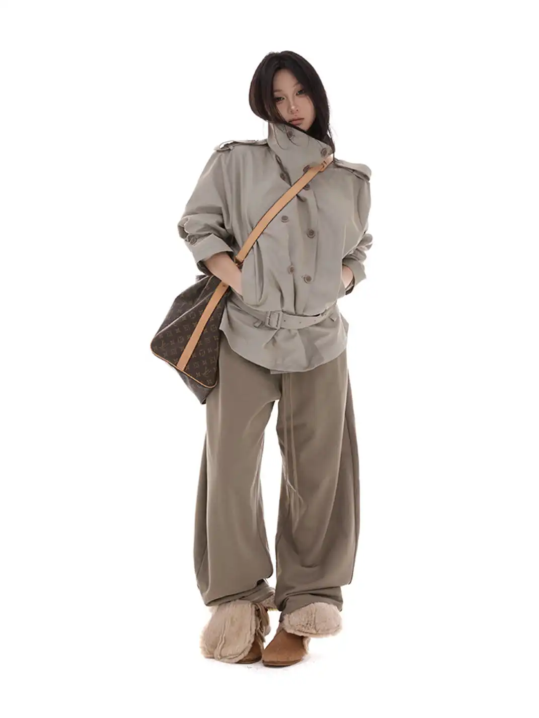 itsdinn | Stand-Up Collar Short Trench Coat