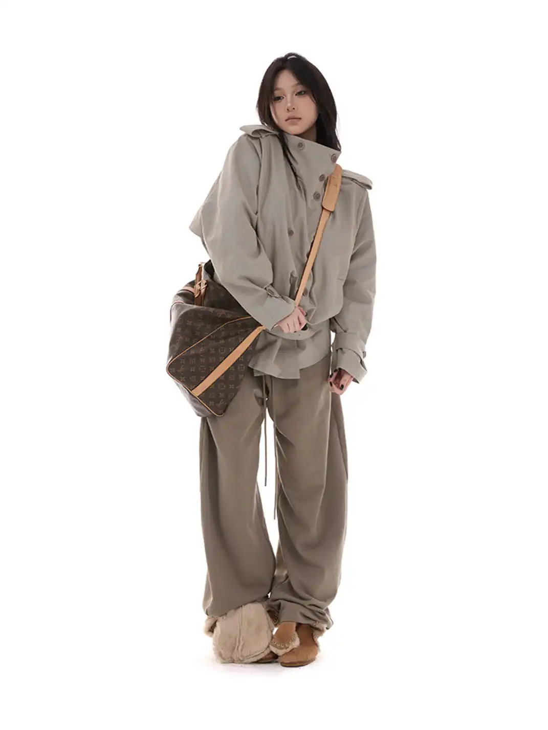 itsdinn | Stand-Up Collar Short Trench Coat