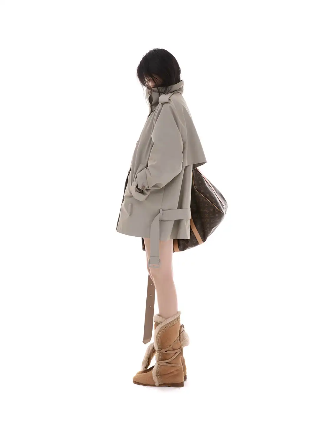 itsdinn | Stand-Up Collar Short Trench Coat