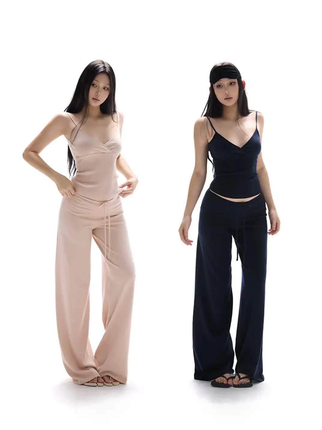 itsdinn | Lace-Up Straight-Leg Knit Trousers