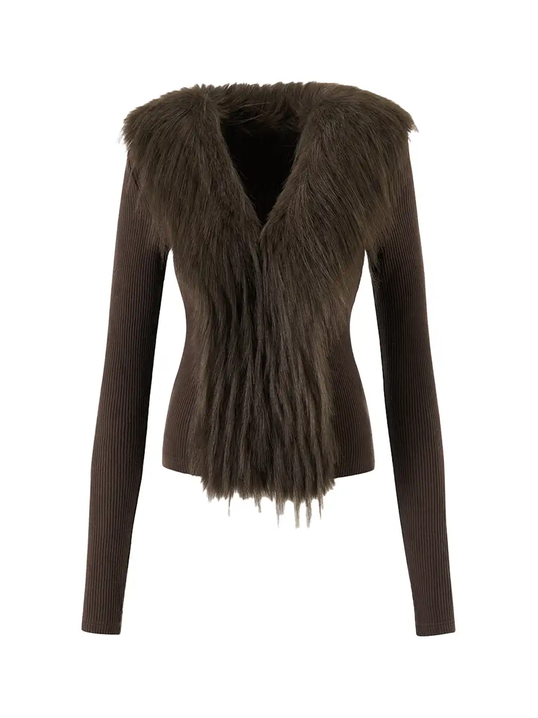 itsdinn | Eco-Friendly Long-Sleeved Top With Fuzzy Suede Trim