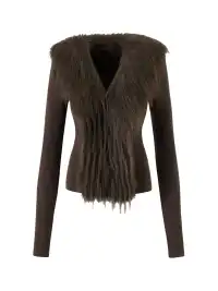 itsdinn | Eco-Friendly Long-Sleeved Top With Fuzzy Suede Trim