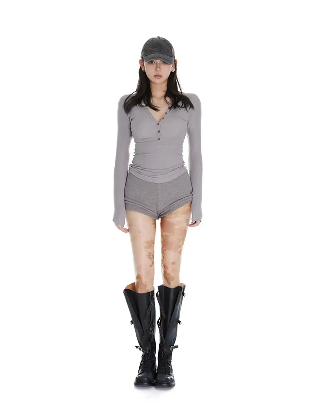 itsdinn | Wooden Button Two-Tone Base Layer Shirt