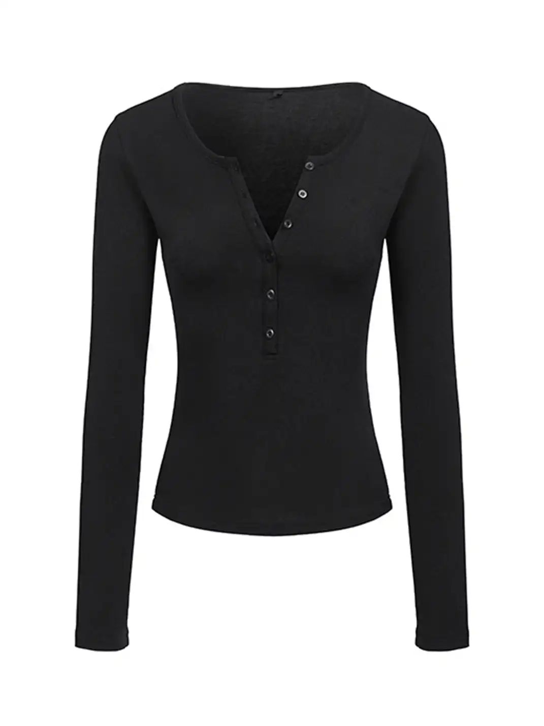 itsdinn | Wooden Button Two-Tone Base Layer Shirt