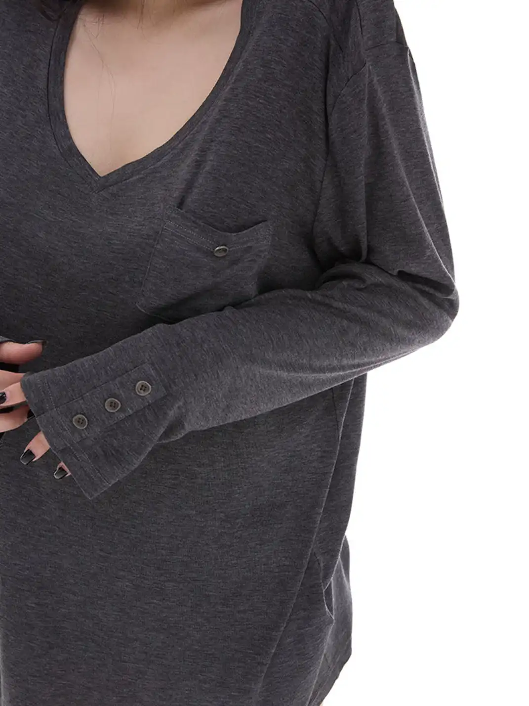 itsdinn | V-Neck Lightweight Long-Sleeved Top