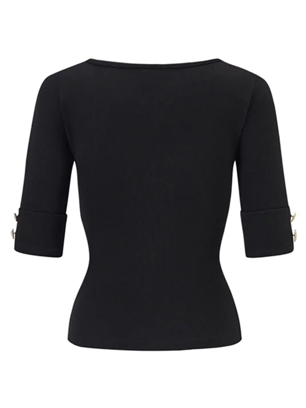 itsdinn | Square Neck Short Top With Gold Buttons