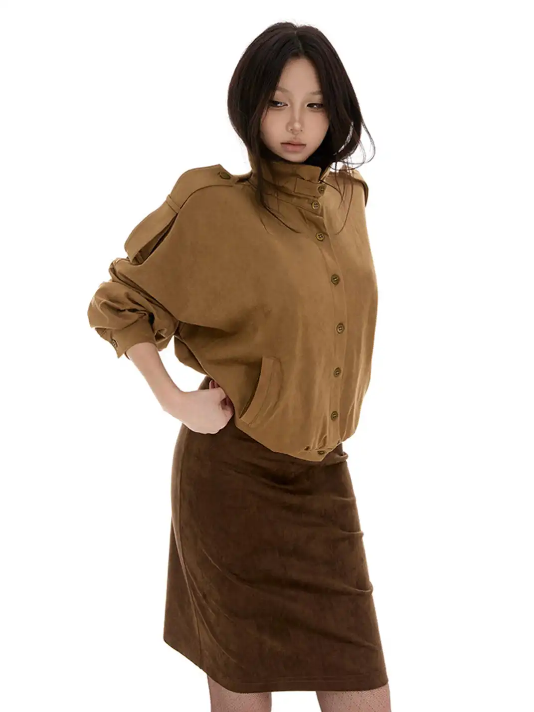 itsdinn | Suede Drop-Shoulder Jacket