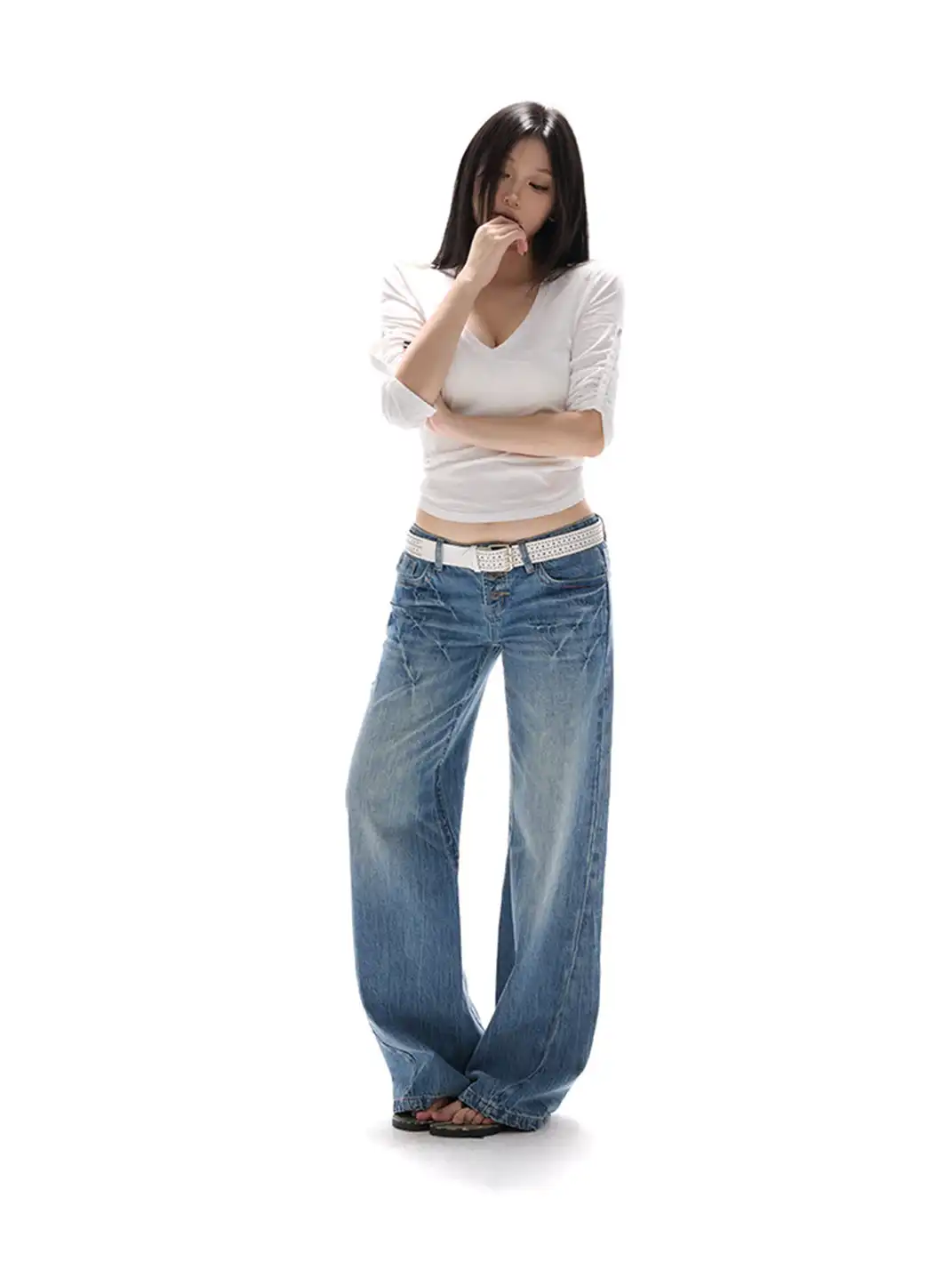 itsdinn | Retro Cropped Straight Leg Jeans