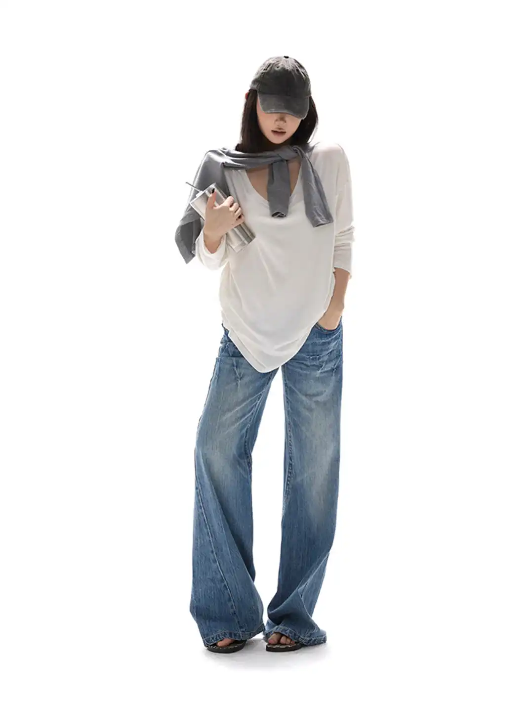 itsdinn | Retro Cropped Straight Leg Jeans