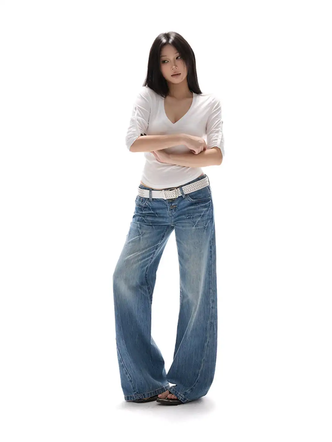 itsdinn | Retro Cropped Straight Leg Jeans