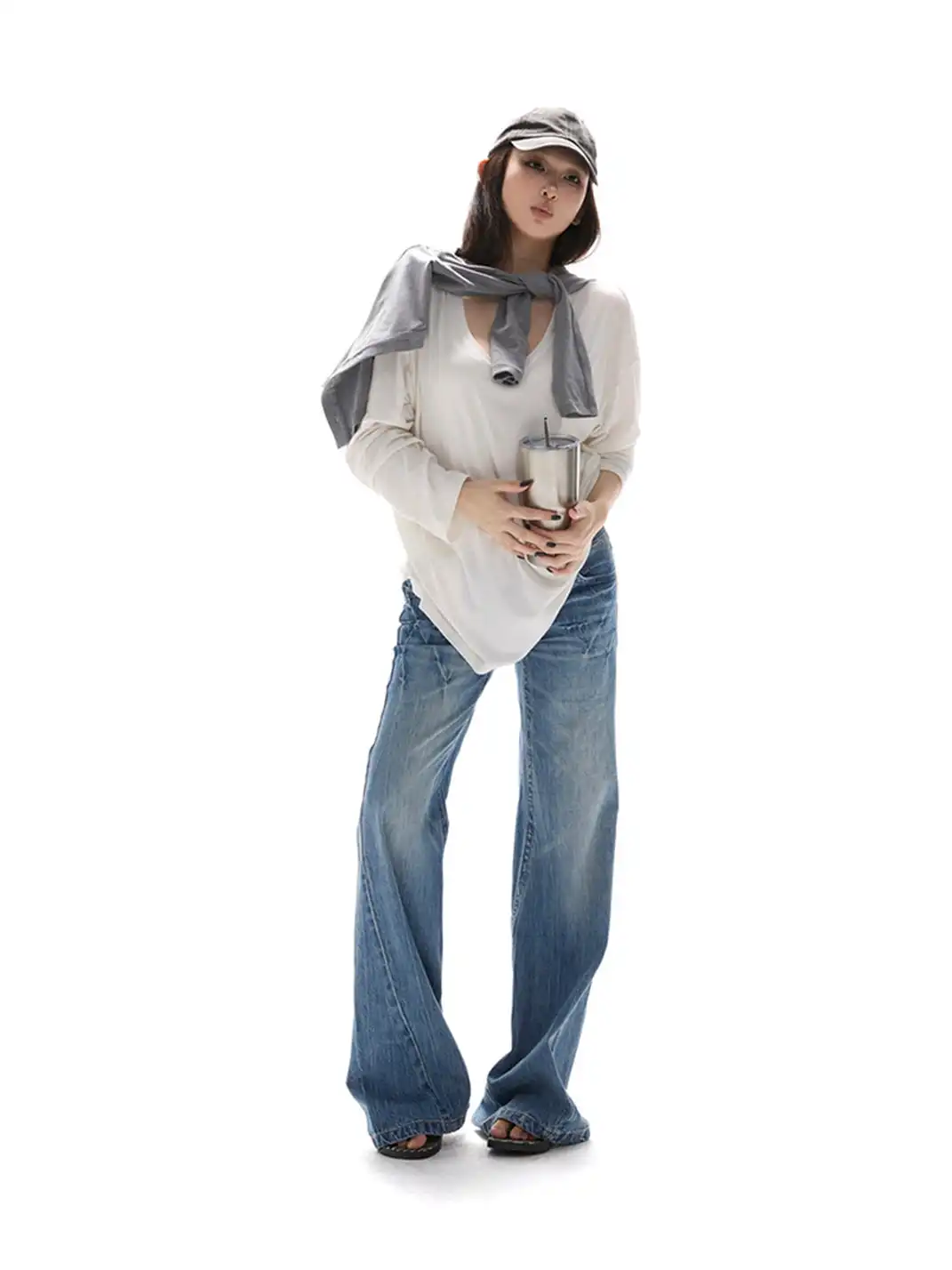 itsdinn | Retro Cropped Straight Leg Jeans