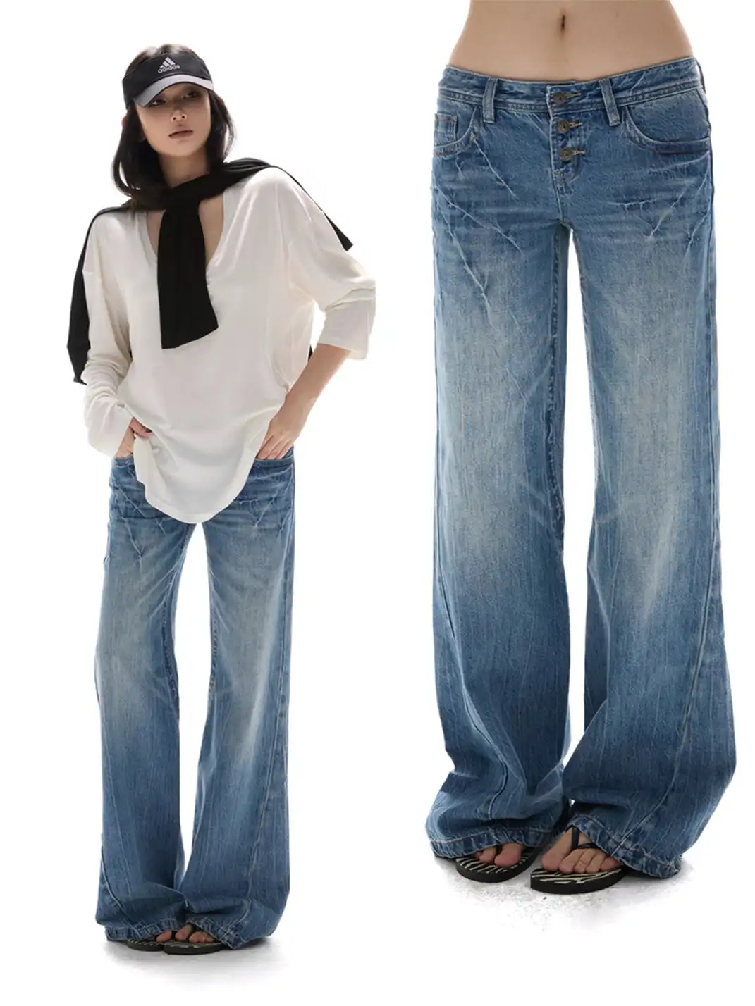 itsdinn | Retro Cropped Straight Leg Jeans