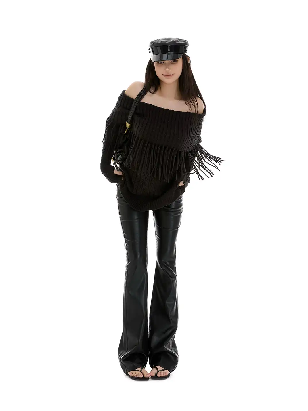 itsdinn | Low-Waisted Retro Bodycon Flared Leather Pants
